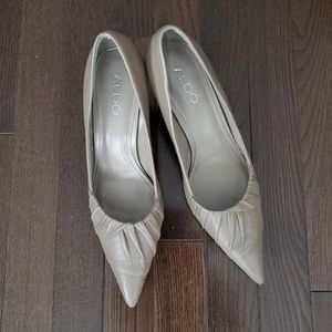 Aldo Genuine Leather Pumps, Taupe, SZ 8